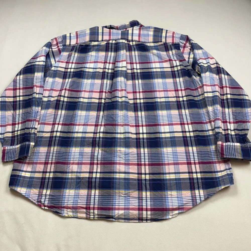 Polo Ralph Lauren‎ Mens 2XB Big Plaid Button Down Shirt Blue Pink Yellow Cotton